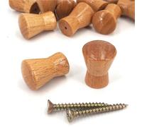 Crepundia Wooden Cupboard Handles, 6Pcs Mini Wooden Knob Cabinet Wardrobe Drawer Furniture Round Handle 16.5mm Diameter(16Pcs)