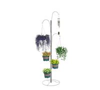 Crescent Abbey - Hanging Plant Stand Garden System - 6.5 FT Freestanding Plant Stand Rack with 3 Hooks and 3 Rings - Perfect for Flowers, Birdhouses, Wind Chimes and More