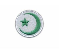 Crescent and Star - Heat-Activated Adhesive/Iron-on Backing - Embroidered Badge/Patch