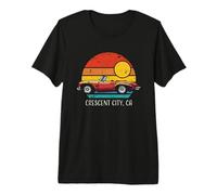 Crescent City CA Retro Sunset Vintage Style Car Design Premium T-Shirt