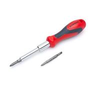 Crescent CMBD7P 7-in-1 Interchangeable Bit Screwdriver with Dual Material Handle, Red