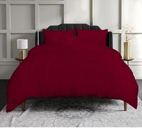 Crescent Collection Luxury 100% Cotton Plain Duvet Cover With Pillow Case Quilt Cover Bedding Set (Burgundy, Single)
