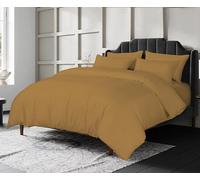 Crescent Collection Luxury 100% Cotton Plain Duvet Cover With Pillow Case Quilt Cover Bedding Set (Natural, Single)