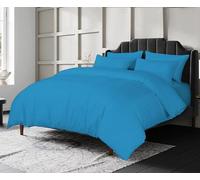 Crescent Collection Luxury 100% Cotton Plain Duvet Cover With Pillow Case Quilt Cover Bedding Set (Teal, King)