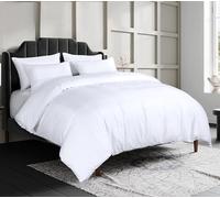 Crescent Collection Luxury 100% Cotton Plain Duvet Cover With Pillow Case Quilt Cover Bedding Set (White, Double)