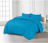 Crescent Collection Plain Duvet Cover With Pillowcase Percale Quilt Cover Bedding Set (Teal, King)