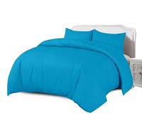 Crescent Collection Plain Duvet Cover With Pillowcase Percale Quilt Cover Bedding Set (Teal, Single)