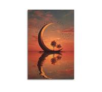 Crescent Island at Sunset Poster Poster Decorative Painting Canvas Wall Posters And Art Picture Print Modern Family Bedroom Decor Posters 08x12inch(20x30cm)