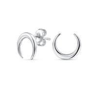 Crescent Luna Waning Half Moon Earrings Gold Plated .925 Sterling Silver
