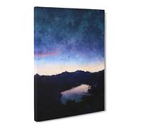Crescent Moon Above A Lake Canvas Print | Gallery Wrapped 30mm Frame Wall Art | 24x16 inches | Ready to Hang | Modern Space Picture | Living Room Bedroom Lounge Office