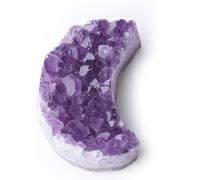 Crescent Moon Amethyst Crystal, Purple Geode Crystals, Reiki Healing Crystals, Purple Crystal Moon Stone, Polished Palm Gemstone, Worry Stone, Mineral Rock Raw, Crystals Moon Gifts