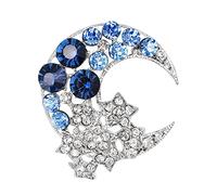 Crescent Moon Brooch Pin Pearl Brooches Full Crystal Moon Brooches Sparkling Half Moon White Pearl Pins Rhinestone Moon Stars Brooch Pin Corsage Clothes Ornaments Jewelry Gifts, Metal, cubic-zirconia