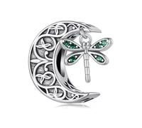 Crescent Moon & Dragonfly Charm Bead Genuine 925 Sterling Silver Compatible With Pandora Bracelet
