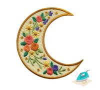 Crescent Moon Embroidered Iron On Patch 3" | 1-Pack Celestial Moon Phase | Iron On Or Sew On Only, Jeans Jackets Backpacks Hoodies, Embroidered Applique, Celestial Moon Phase Night Sky