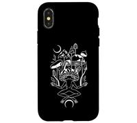 Crescent Moon Frog Meditates Among Mystical Mushrooms Case for iPhone X/XS