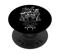 Crescent Moon Frog Meditates Among Mystical Mushrooms PopSockets Adhesive PopGrip