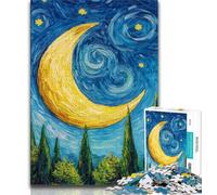 Crescent Moon in The Night Sky Puzzles for Teenagers Teens 1000pc Puzzle,Game Toys Every Piece Is Unique - Challenging Family Fun Game (75x50cm)
