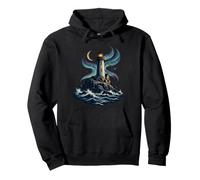 Crescent Moon Lighthouse Night Coast Beacon Pullover Hoodie