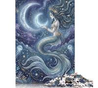 Crescent Moon Mermaid Jigsaw Puzzle 300 Pieces, Mythical Woman Motif