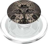 Crescent Moon Moth Black and White Celestial Gothic PopSockets PopGrip for MagSafe