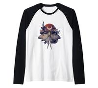 Crescent Moon Moth Gothic Botanical Celestial Art Raglan Baseball Tee
