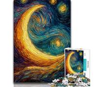 Crescent Moon Oil Painting 1000 Piece Jigsaw Puzzle for Adults Teens,Challenging To Complete But Fun And Humorous Unique Home Decor And Gifts (38x26cm)