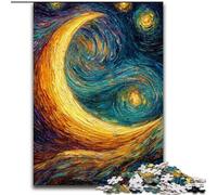 Crescent Moon Oil Painting Jigsaw Puzzles for Teenagers 1000 Pieces, Challenging Game And Family Play Educational Game for Birthday, Chrismas (26x38cm)