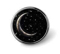 Crescent Moon on Black Background Badges Circle with Button Design, Personalized Picture Pin Brooches, Round Badge Holders for Decorate Hat Shirt Clothing Bag Accessories