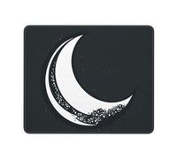 Crescent Moon Pattern On Black Background Gaming Mouse Pad 10x12in, Cute Mouse Mat with Stitched Edges Non-Slip Waterproof Desk Pad Small Mousemat for Keyboard Home Office Gaming Work