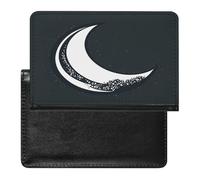 Crescent Moon Pattern on Black Background Passport Holder Passport Cover Protector Essentials with Credit Card Slots for Women Men