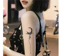 Crescent Moon Pattern On Chest, Juice-themed Temporary Tattoo Stickers For Arms, Herbal, Semi-permanent, Waterproof, Long-lasting, Fake Tattoos