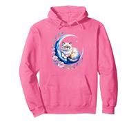Crescent Moon Ragdoll Cat Ragdolls Puppy Cats Pullover Hoodie, Adult Unisex, Bright Pink, X-Large