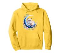 Crescent Moon Ragdoll Cat Ragdolls Puppy Cats Pullover Hoodie, Adult Unisex, Lemon Yellow, Large