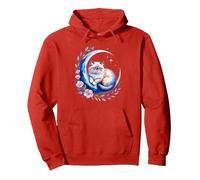 Crescent Moon Ragdoll Cat Ragdolls Puppy Cats Pullover Hoodie, Adult Unisex, Red, Medium