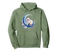 Crescent Moon Ragdoll Cat Ragdolls Puppy Cats Pullover Hoodie, Adult Unisex, Sage Green, Medium