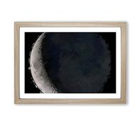 Crescent Moon Shadow in Abstract Framed Print | A2 Oak Framed Wall Art | Ready to Hang | Abstract Space Picture | Living Room Bedroom Lounge Office