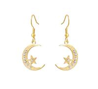 Crescent Moon & Star Earring Muslim Islamic Ramadan Eid al Fitr Earrings, M, Stainless Steel, No Gemstone