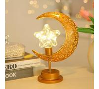 Crescent Moon&Star Ramadan Decorations, Ramadan Lights for Table, RamadanDecor Moon&Star Lamp, Gold Crescent MoonTable Lamps for Home, Bedroom, Living Room