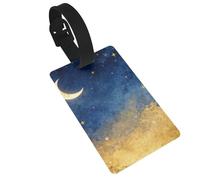 Crescent Moon Stars Luggage Tags for Suitcases - Durable PVC ID Tags with Detachable Straps for Travel, Backpack, Golf Bag, Anti-Loss