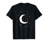 Crescent Moon Symbol with Stars in a Calm Night Style T-Shirt