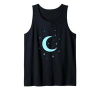 Crescent Moon Symbol with Stars in a Calm Night Style Tank Top