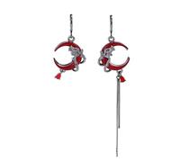 Crescent moon tassel ear cuff with elegant tassels for everyday wear | Artistic crescent moon earrings with ear clip charms for modern fashion lovers, distinctive look
