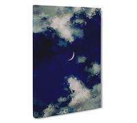Crescent Moon Through the Clouds Canvas Print | Gallery Wrapped 30mm Frame Wall Art | 30x20 inches | Ready to Hang | Modern Space Picture | Living Room Bedroom Lounge Office