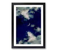 Crescent Moon Through The Clouds in Abstract Framed Print | A2 Black Framed Wall Art | Ready to Hang | Abstract Space Picture | Living Room Bedroom Lounge Office