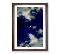 Crescent Moon Through The Clouds in Abstract Framed Print | A2 Walnut Framed Wall Art | Ready to Hang | Abstract Space Picture | Living Room Bedroom Lounge Office