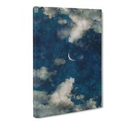 Crescent Moon Through The Clouds Painting Modern Canvas Wall Art Print Ready to Hang, Framed Picture for Living Room Bedroom Home Office Décor, 24x16 Inch (60x40 cm)