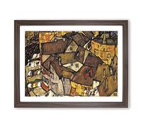 Crescent Of Houses By Egon Schiele Classic Painting Framed Print | A3 Walnut Framed Wall Art | Ready to Hang | Classic Historical Picture | Living Room Bedroom Lounge Office