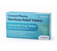 Crescent Pharma Loperamide Hydrochloride 2mg Tablets, Diarrhoea Relief Tablets, Oral Use, 6 Tablets