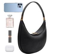 Crescent Shoulder Bag - Chic Women Handbag, Compact Leather Tote | Modern Design With 4-in-1 Functionality, Options, Durable Building-Ideal For Party Nights, Travel Days, Casual Outing, black, se