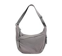 Crescent Shoulder Bag Nylon Crossbody Bag for Women Nylon Hobo Bags Slouchy Sling Purse Dumpling Bags, Gray, 13.4 x 8.7 x 3.5 inches